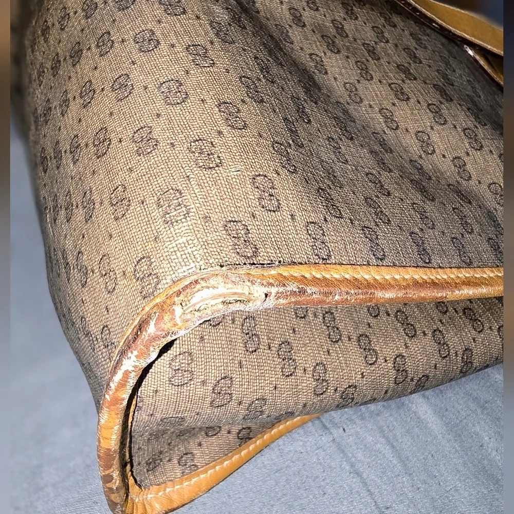 Vintage Gucci Brown and Tan Tote Bag Large Enough For Laptop - Picture 9 of 11